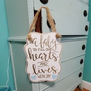 Wooden handpainted sign for baby